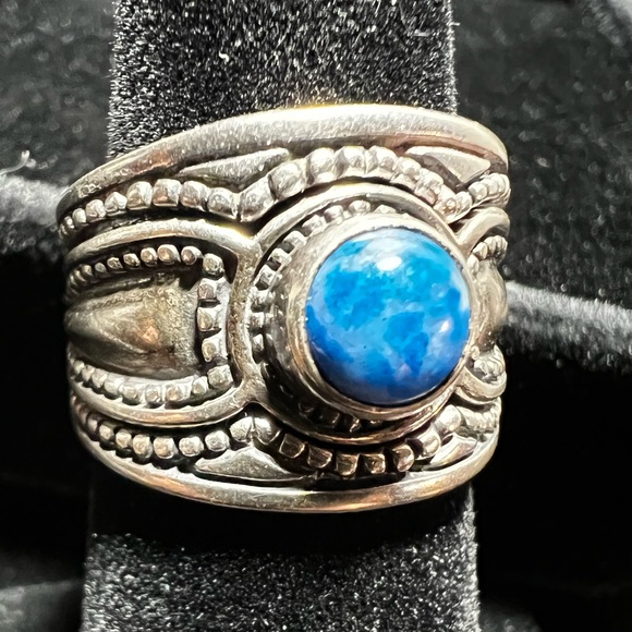 Beautiful Sterling silver three set ring with lapiz lazuli - Picture 12 of 13
